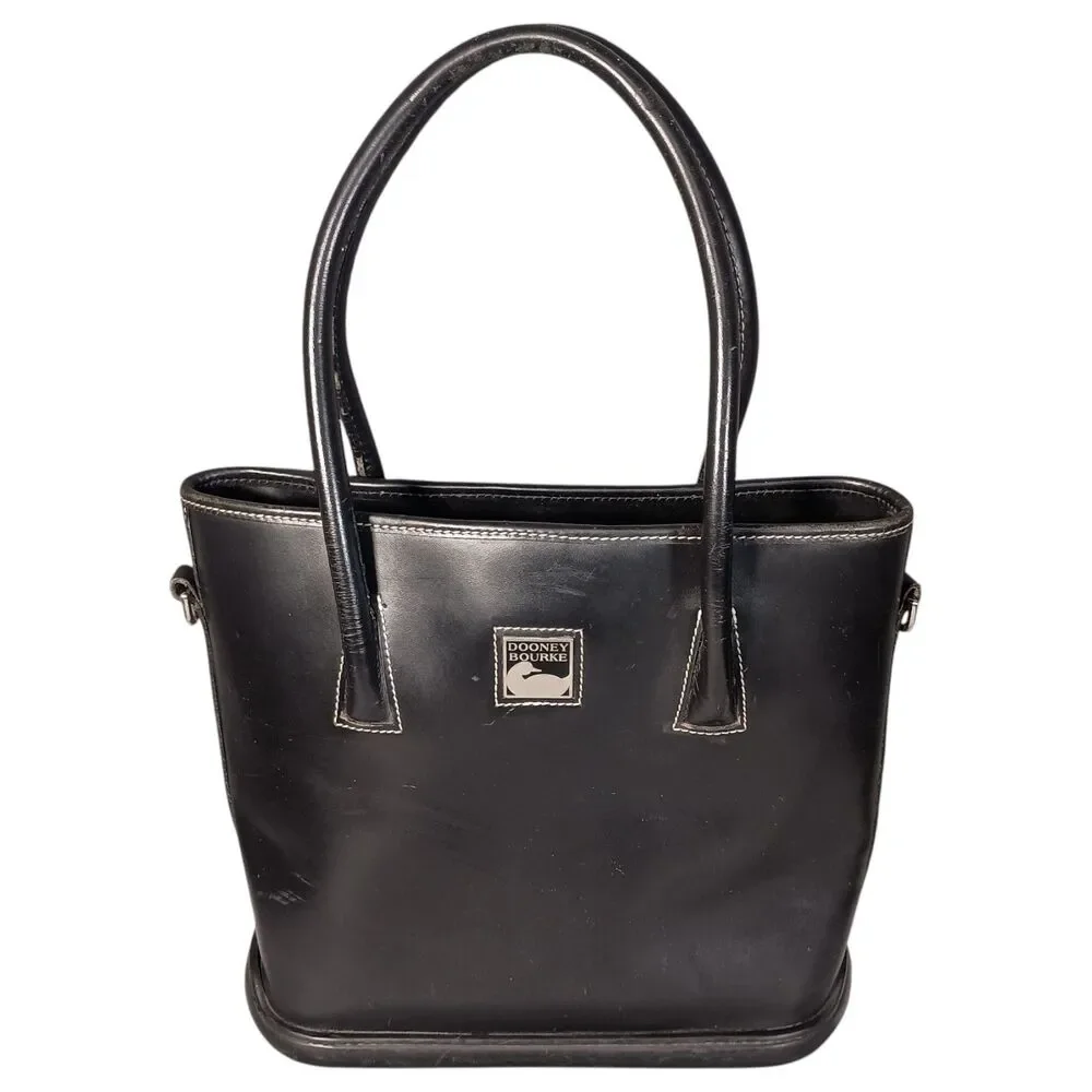 Dooney & Bourke Black Leather Shopper Tote Bag & Wallet w/Checkbook Vintage USA